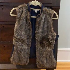 Nordstrom fur vest navy quilted back size small